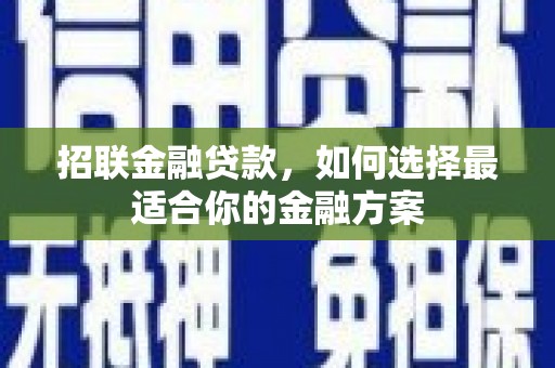 昭平招联金融贷款，如何选择最适合你的金融方案