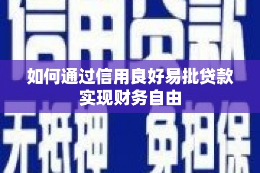 苑里如何通过信用良好易批贷款实现财务自由