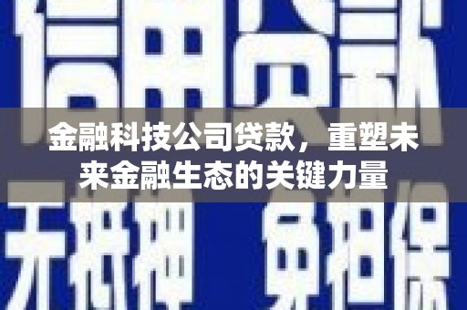 平阴金融科技公司贷款，重塑未来金融生态的关键力量